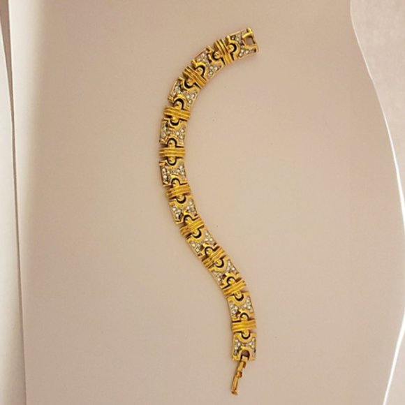 AFJ Gold Link Pave Rhinestone Tennis Bracelet - Picture 3 of 11